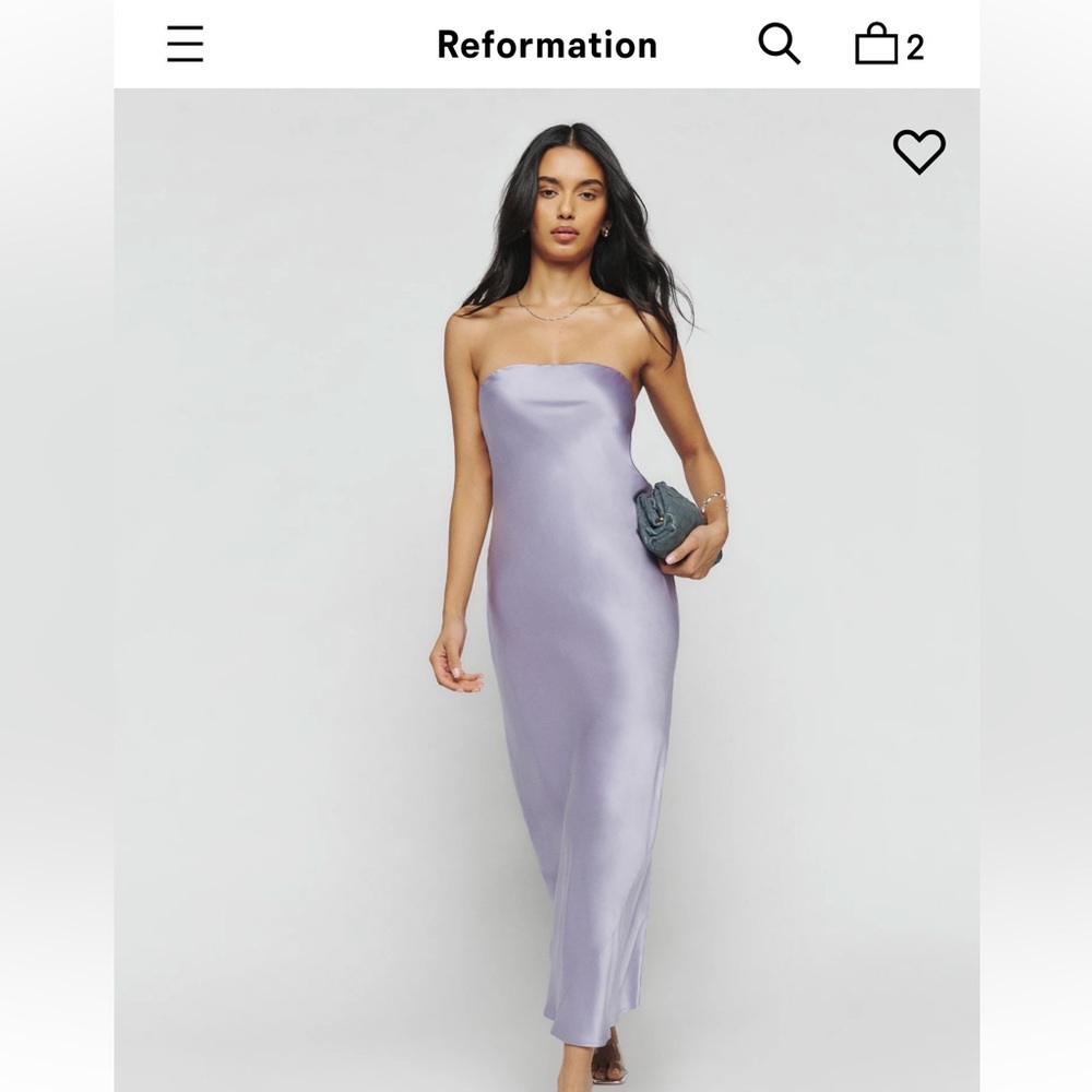 Reformation Joana Silk Dress. Size Small. Lilac.